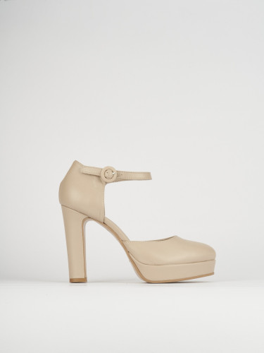 Zapatos de salón tacón 9 cm beis cuero