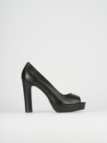 Zapatos de salón tacón 8 cm negro cuero