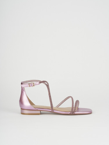 Low heel sandals heel 1 cm pink leather