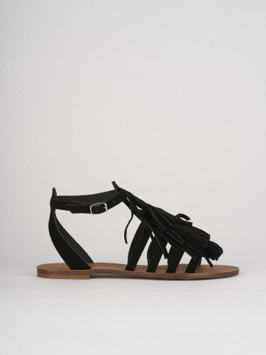 Sandalias de tacón bajo tacón 1 cm negro ante