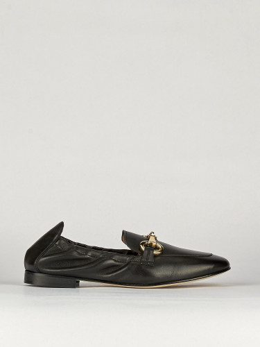 Mocasines tacón 1 cm negro cuero