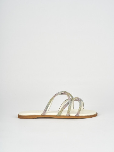 Mules tacón 1 cm blanco cuero