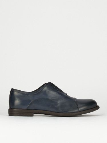 Zapatos de cordones tacón 2 cm azul cuero