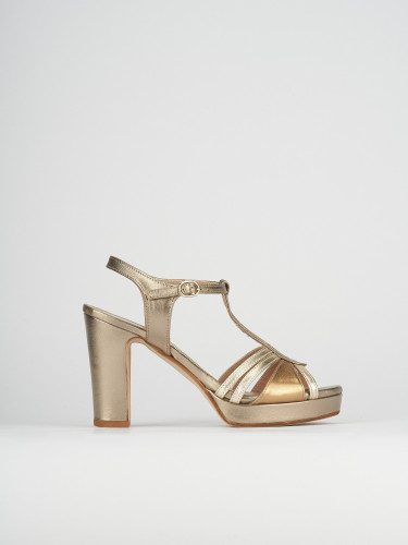 High heel sandals heel 8 cm gold leather