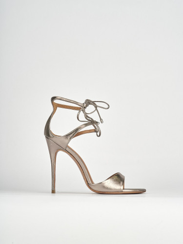 Sandalias de tacón alto tacón 12 cm plata cuero