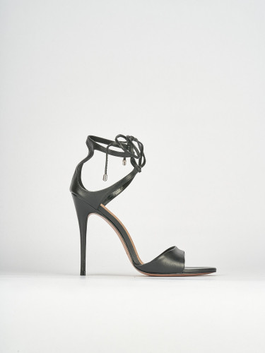 Sandalias de tacón alto tacón 12 cm negro cuero