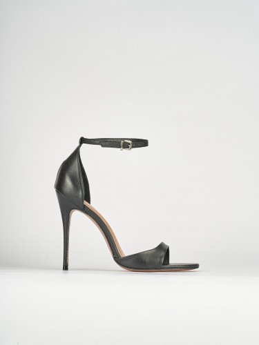 Sandalias de tacón alto tacón 12 cm negro cuero