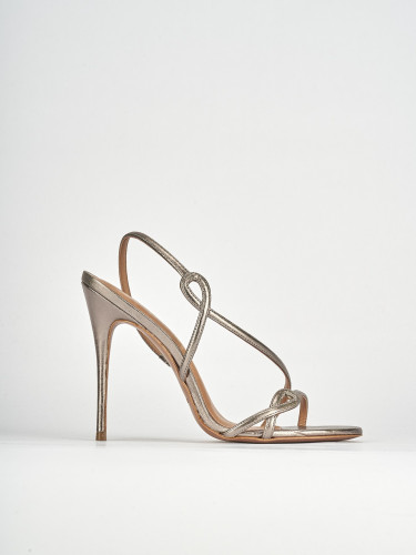 Sandalias de tacón alto tacón 12 cm plata cuero