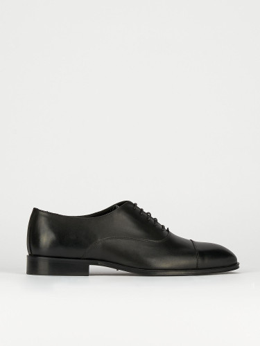 Zapatos de cordones tacón 1 cm negro cuero