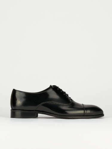 Zapatos de cordones tacón 1 cm negro cuero