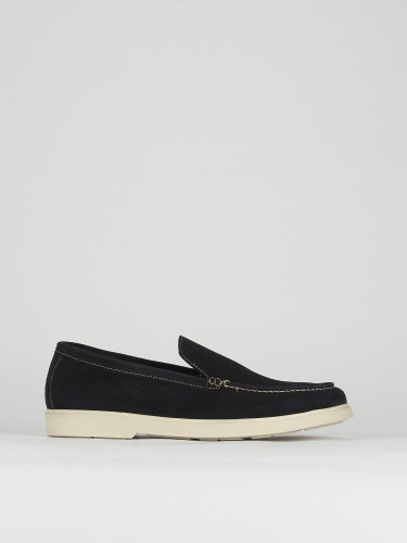 Mocasines tacón 2 cm azul ante
