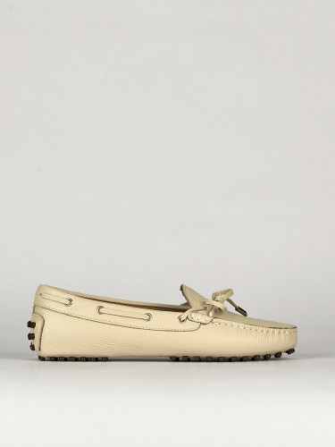 Loafers heel 1 cm beige leather