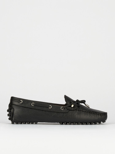 Loafers heel 1 cm black leather