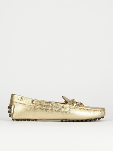 Mocassino tacco 1 cm oro pelle