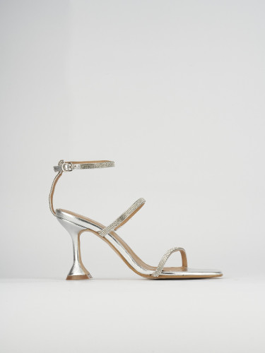 Sandali tacco 8cm argento pelle