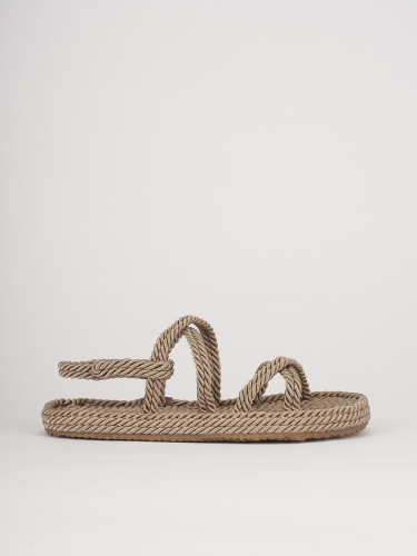 Sandalias de tacón bajo tacón 1 cm bronce cuero