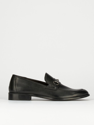 Mocasines tacón 1 cm negro cuero