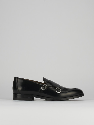 Mocasines tacón 2 cm negro cuero