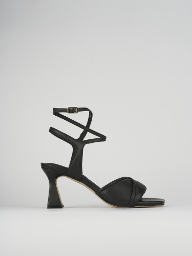 Sandalias de tacón alto tacón 7 cm negro cuero