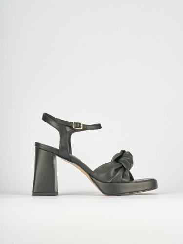 Sandalias de tacón alto tacón 10 cm negro cuero