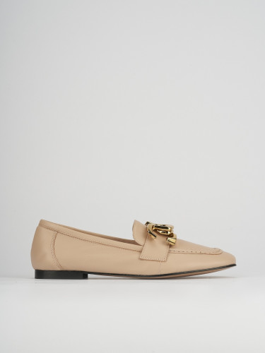 Mocassini tacco 1cm pelle beige
