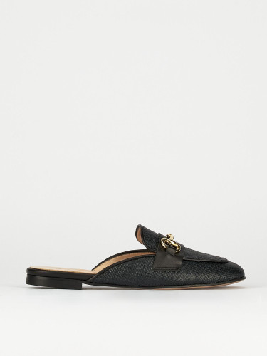 Zuecos con tacón tacón 1 cm negro tejido
