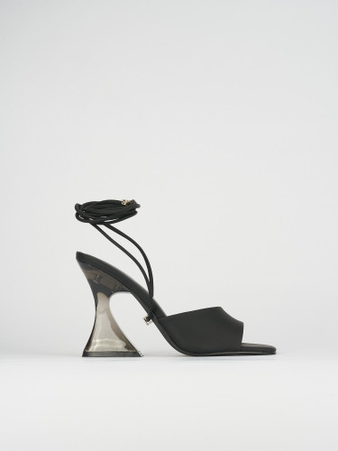 Sandalias de tacón alto tacón 8 cm negro cuero