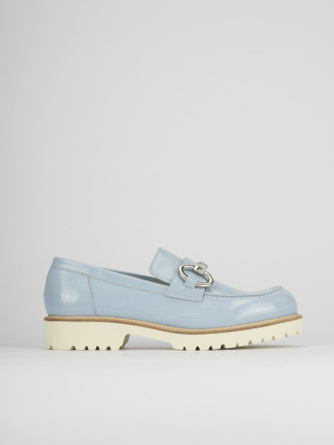 Mocasines tacón 2 cm turquesa cuero