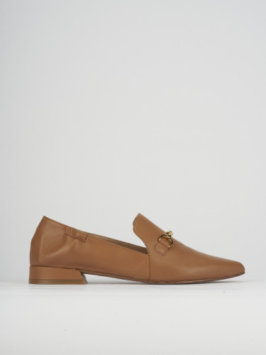 Mocasines tacón 1 cm marrón cuero