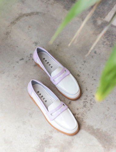 Mocasines tacón 1 cm beis cuero