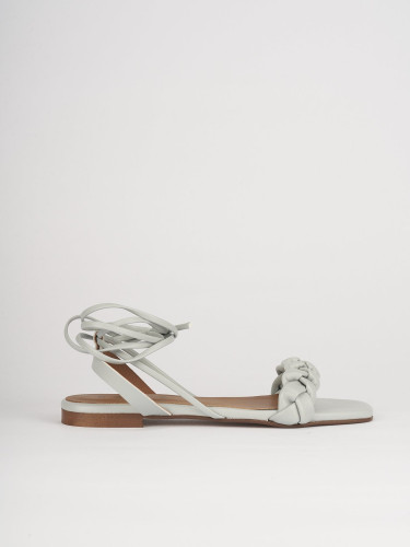 Sandalias de tacón bajo tacón 1 cm turquesa cuero