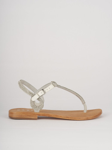 Low heel sandals heel 1 cm white leather