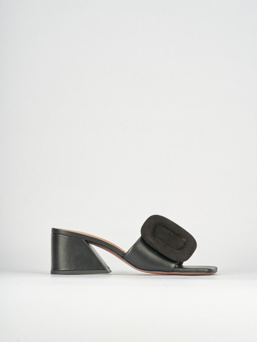 Ciabatte tacco 6cm pelle nero