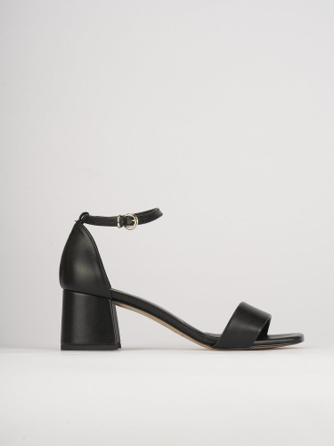 Sandalias de tacón alto tacón 5 cm negro cuero