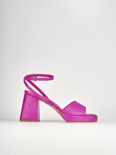 High heel sandals heel 7 cm pink leather