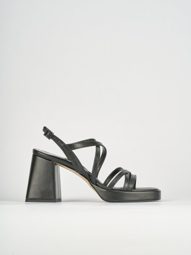 Sandalias de tacón alto tacón 8 cm negro cuero