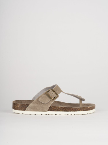 Slippers heel 1 cm beige chamois