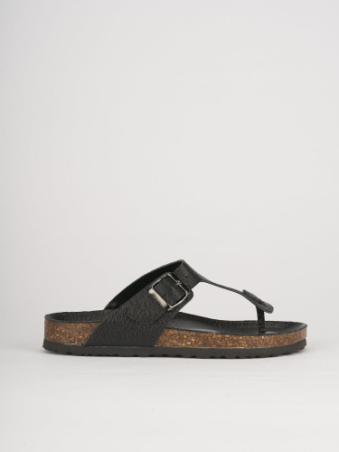 Slippers heel 1 cm black leather