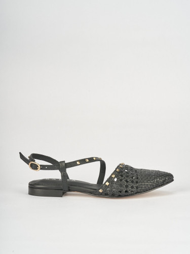 Bailarinas tacón 1 cm negro cuero
