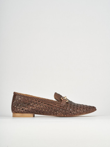 Loafers heel 1 cm brown leather