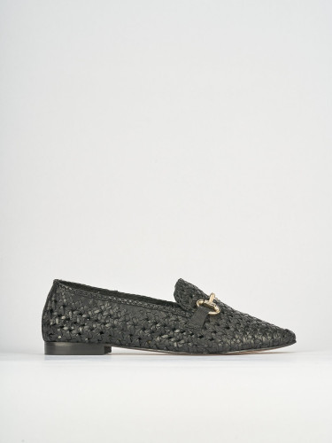 Mocasines tacón 1 cm negro cuero