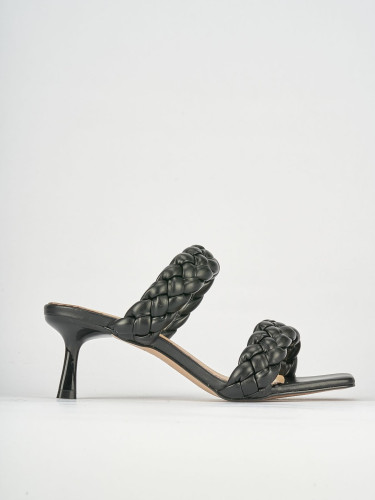 Ciabatte tacco 5cm pelle nero