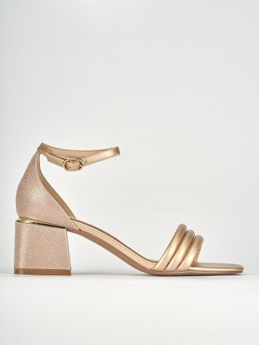 Sandalias de tacón alto tacón 5 cm rosa cuero