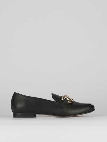 Loafers heel 1 cm black leather