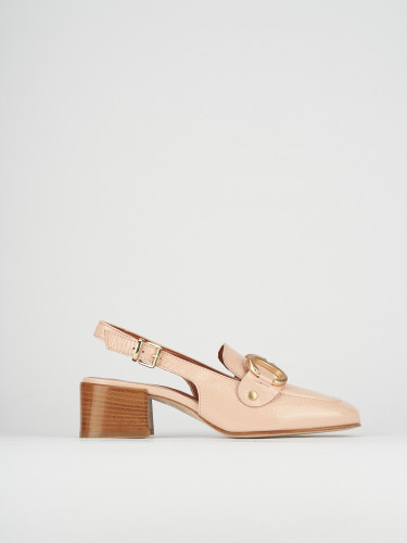 Loafers heel 5 cm pink leather