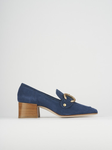 Loafers heel 6 cm blu chamois