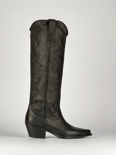 Stivale tacco 7 cm nero pelle