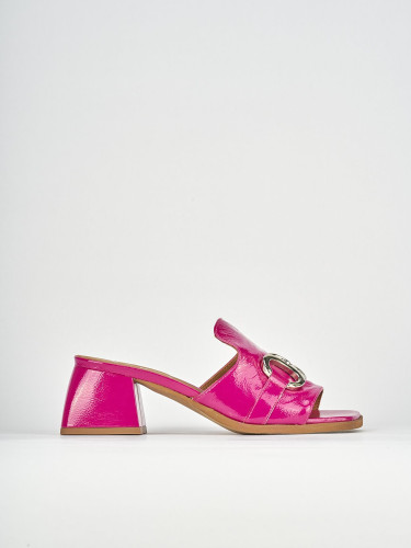 Mules tacón 5 cm rosa cuero