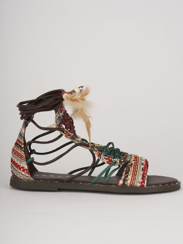Sandalias de tacón bajo tacón 1 cm multicolor cuero