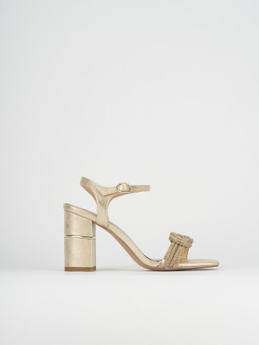 Sandalias de tacón alto tacón 8 cm bronce cuero